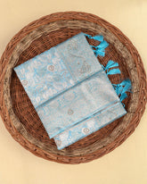 SC3020 - Linen Saree With Foil Weaving And Copper Stone